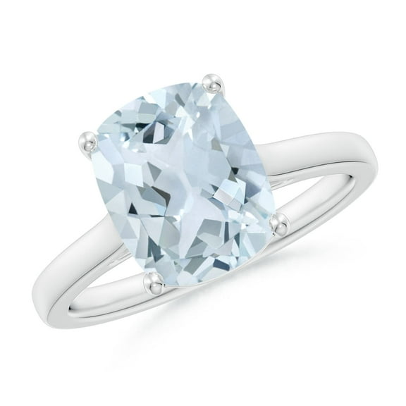 ANGARA Natural 2.45 ct Aquamarine Engagement Ring with Hidden Accents in 14K White Gold for Women (Size-10x8mm) | March Birthstone, Anniversary, Jewelry Gift for Women | Natural Aquamarine Ring