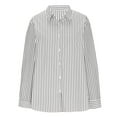 thumbnail image 2 of Ladies Button Down Shirts Striped Long Sleeve Dressy Casual Tops Relaxed Fit Lapel Blouses Office Work Wear (XL, White), 2 of 6
