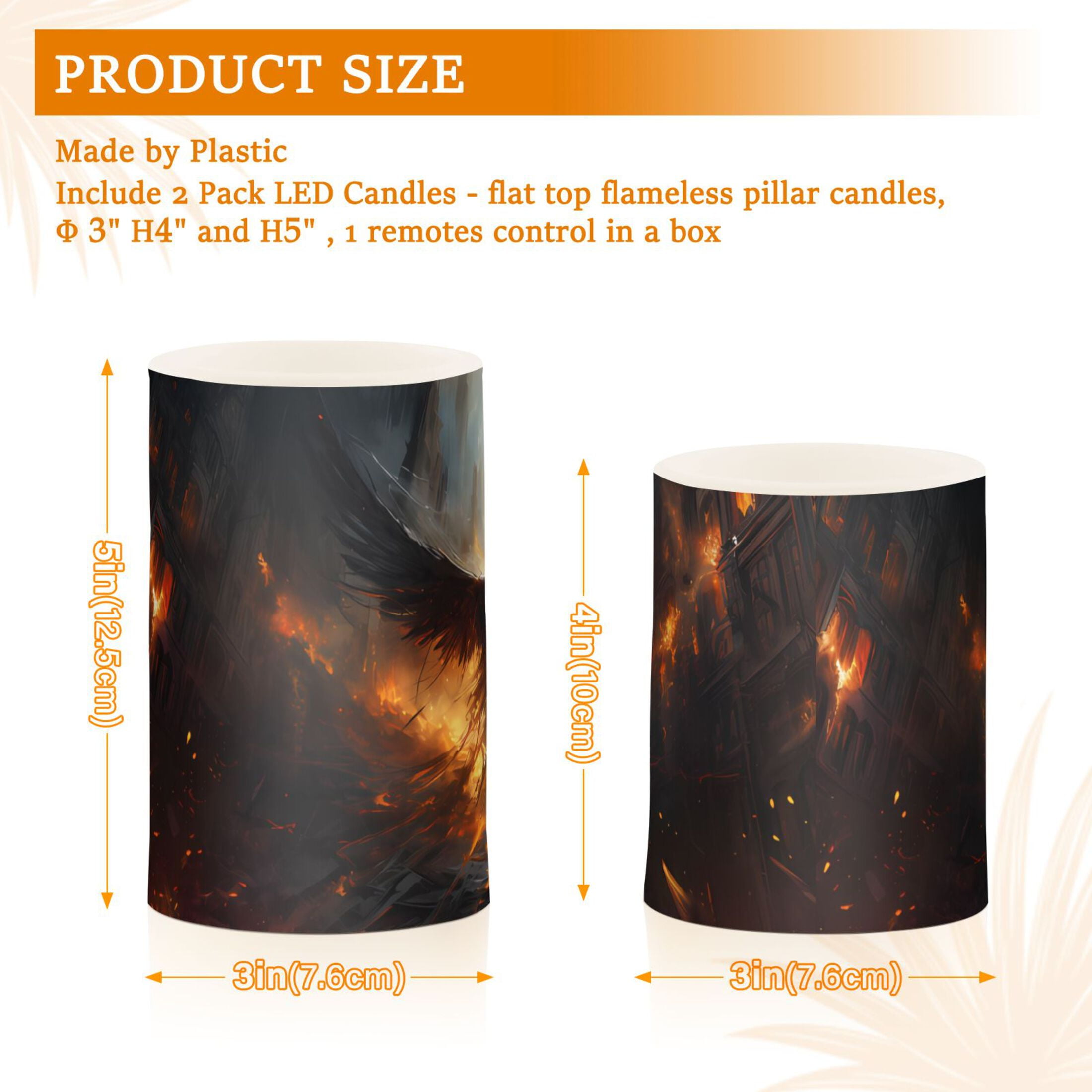 Bird Wings Fire Houses Flameless Candles&nbsp;LED Lights Battery Operated Candles with Remote and Timers Flicker Lights Votive Set of 2