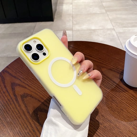 For iPhone 16 Magnetic Hybrid Case Compatible with Magsafe, Thin Slim Non-Yellowing TPU Bumper, Hard Shell & Soft Silicone Shockproof Anti-Scratch Phone Case for Women Men,Yellow