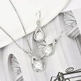 thumbnail image 3 of Leander Sterling Silver Pearl Jewelry Set with Shiny Moissanite, Real Freshwater Pearl Earrings Necklace for Women, Wedding Jewelry for Brides Bridesmaid, Mother's Day, 3 of 6