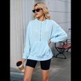 thumbnail image 4 of Suéter Holgado de Larga con Capucha y Bolsillos con Cremallera para Mujer, Otoño e Invierno Azul L, 4 of 10