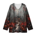 thumbnail image 6 of Uootdi Halloween Sweatshirts for Women V Neck Halloween Theme Graphic Womens Sweatshirt Oversized Fit Fall Festival Soft Womens Tops Gift, 6 of 7