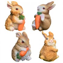 ICERUN 4Pcs Garden Statues,Resin Little Rabbit Sculpture Garden Art,Adorable Look Bunny Yard Decorations Outdoor,Style1