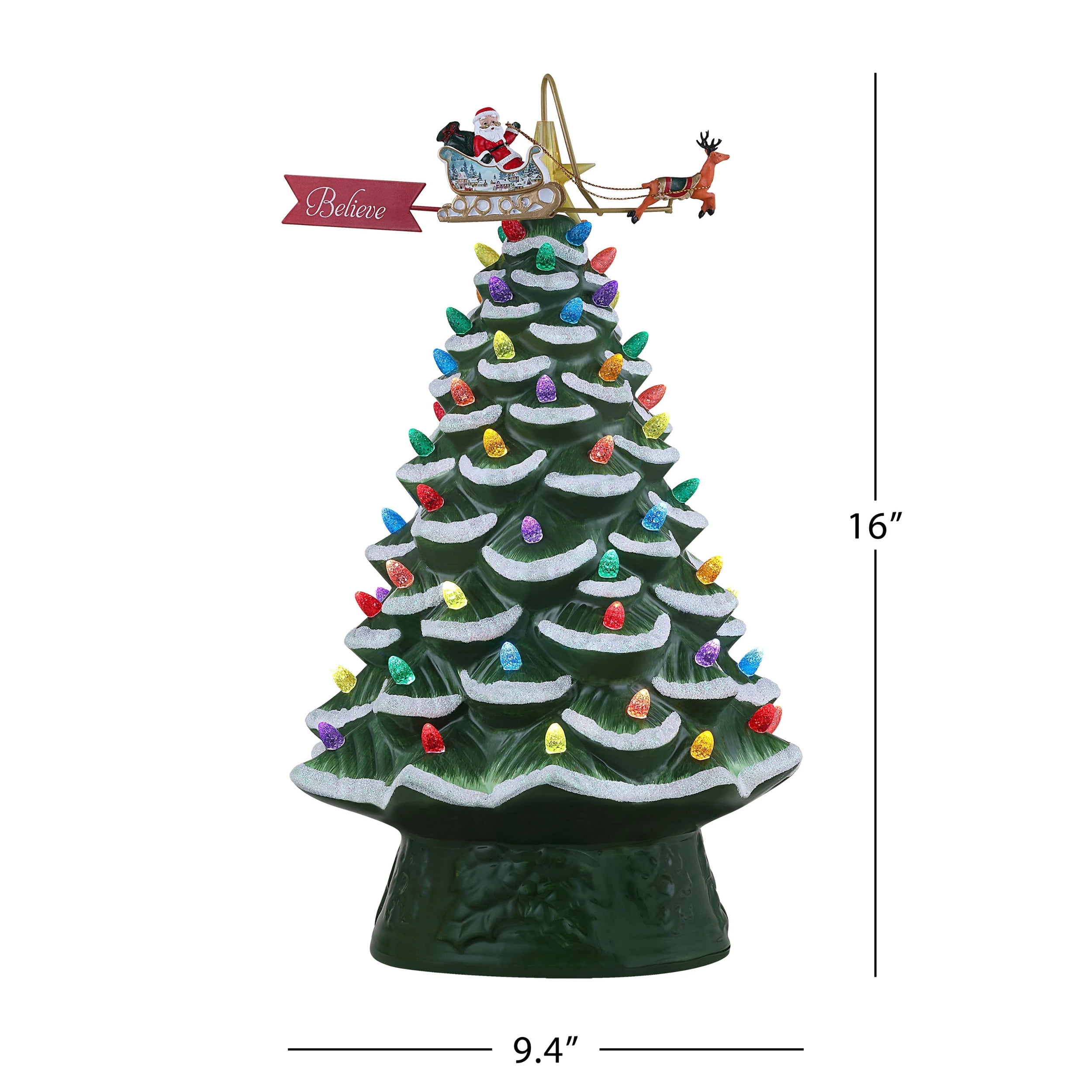 cherry　550 Mr. Christmas Holiday Mr. Christmas 16 in. Animated Nostalgic Ceramic Tree - Green