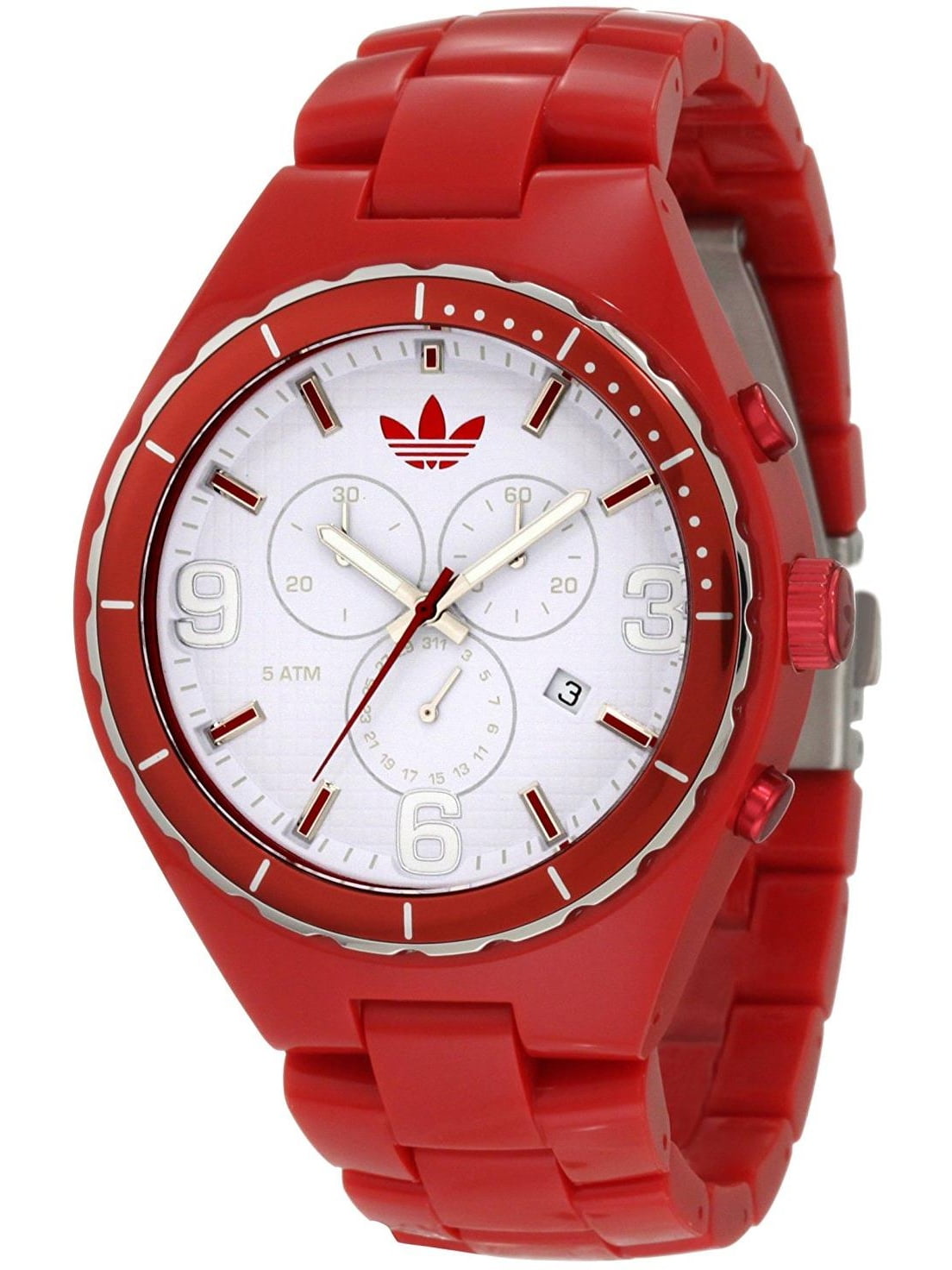 Adidas - adidas Men's 44mm Red Nylon Band Steel Case Acrylic Crystal
