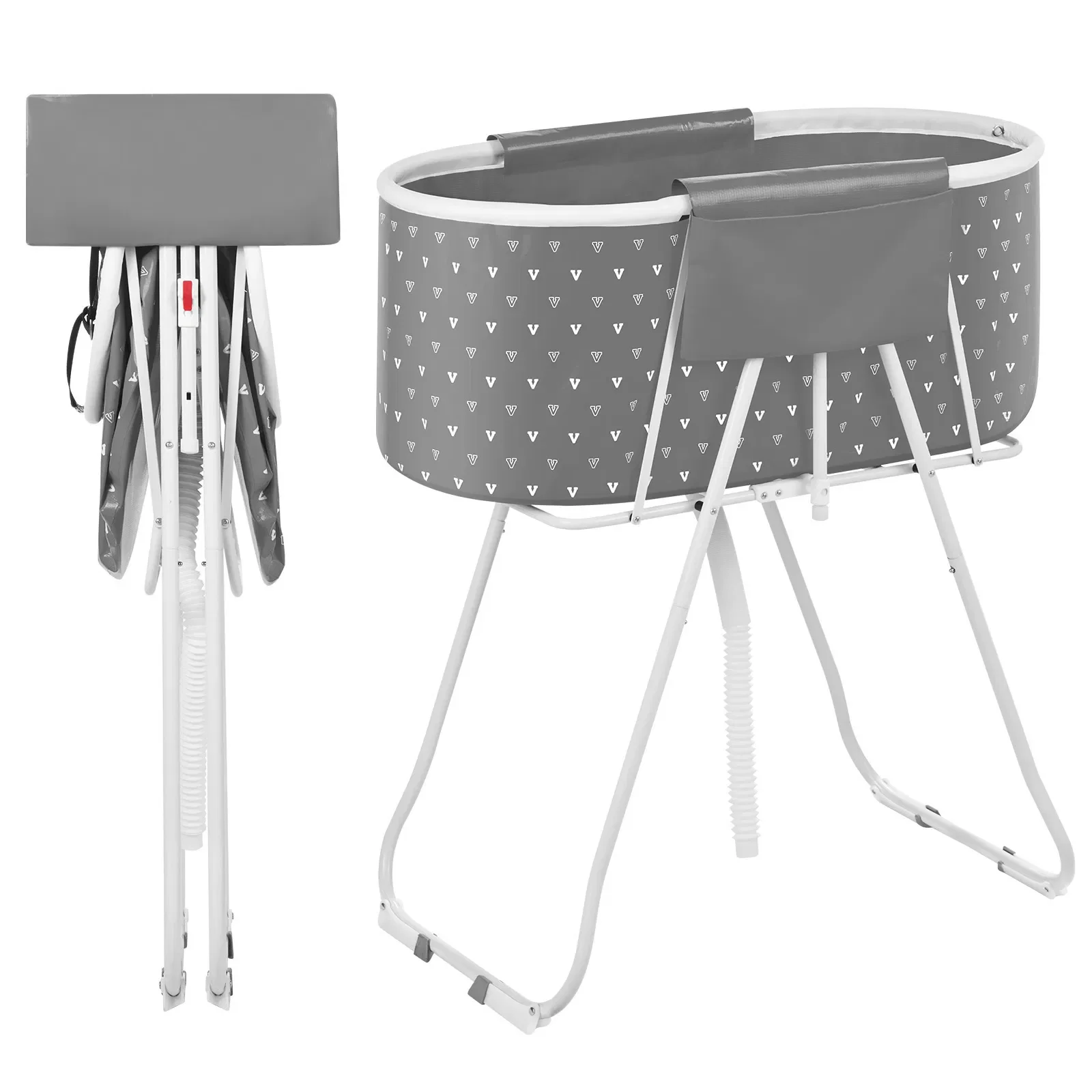 Grace Paws Portable Dog Bathtub Elevated Foldable Pet Grooming Wash Station Grey