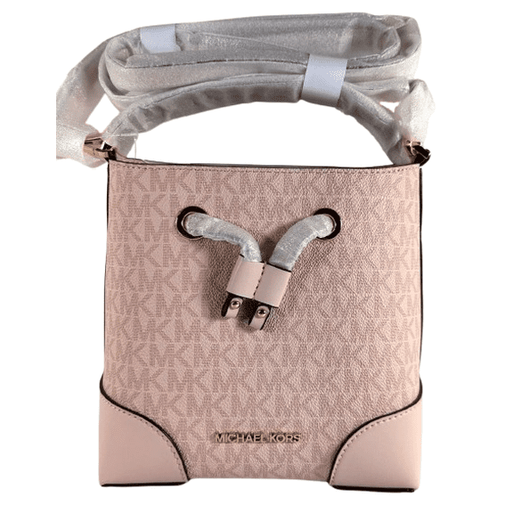 Michael Kors Mercer XS Convertible Bucket MK Signature Messenger Shoulder Bag[Powder blush/pimk multi]