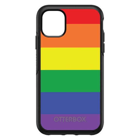 DistinctInk OtterBox Symmetry Custom Case for Apple iPhone 15 (6.1" Screen) - Show Your LGBTQ Support - Shockproof Protection