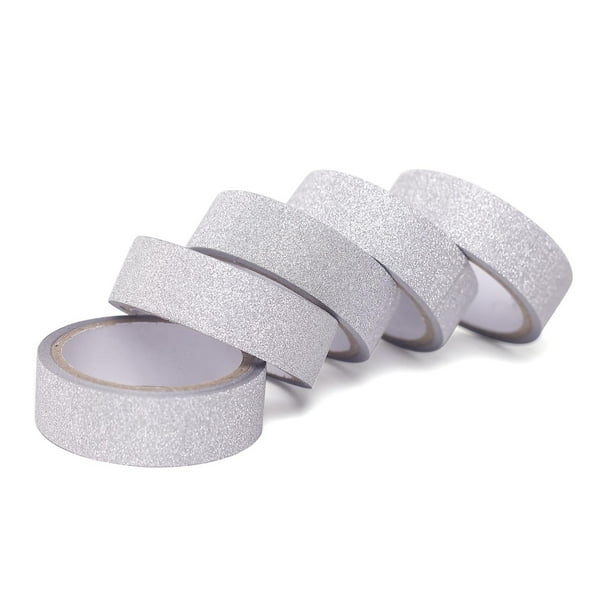 5 Pack | 5 Yards Silver Glitter Washi Tape | Self Adhesive Decorative Tape - Walmart.com ...