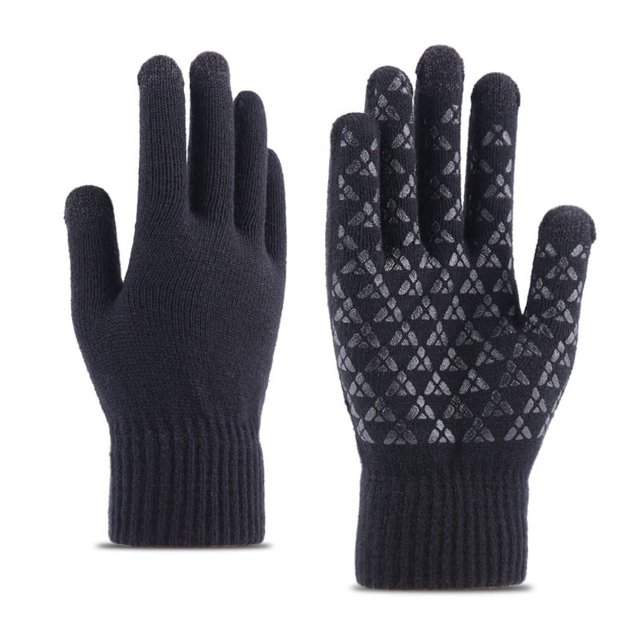 Guantes de punto para pantalla táctil para hombres y mujeres parejas invierno más guantes antideslizantes cálidos de lana acolchados de terciopelo