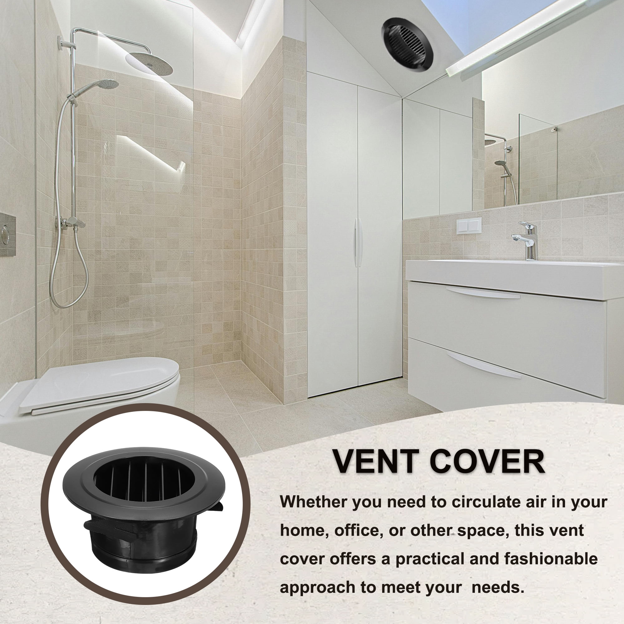 Uxcell Round Air Vent Cover, Soffit Vents ABS Ceiling Vent Covers Air Vent Louver for Living Room Greenhouse 4 Inch