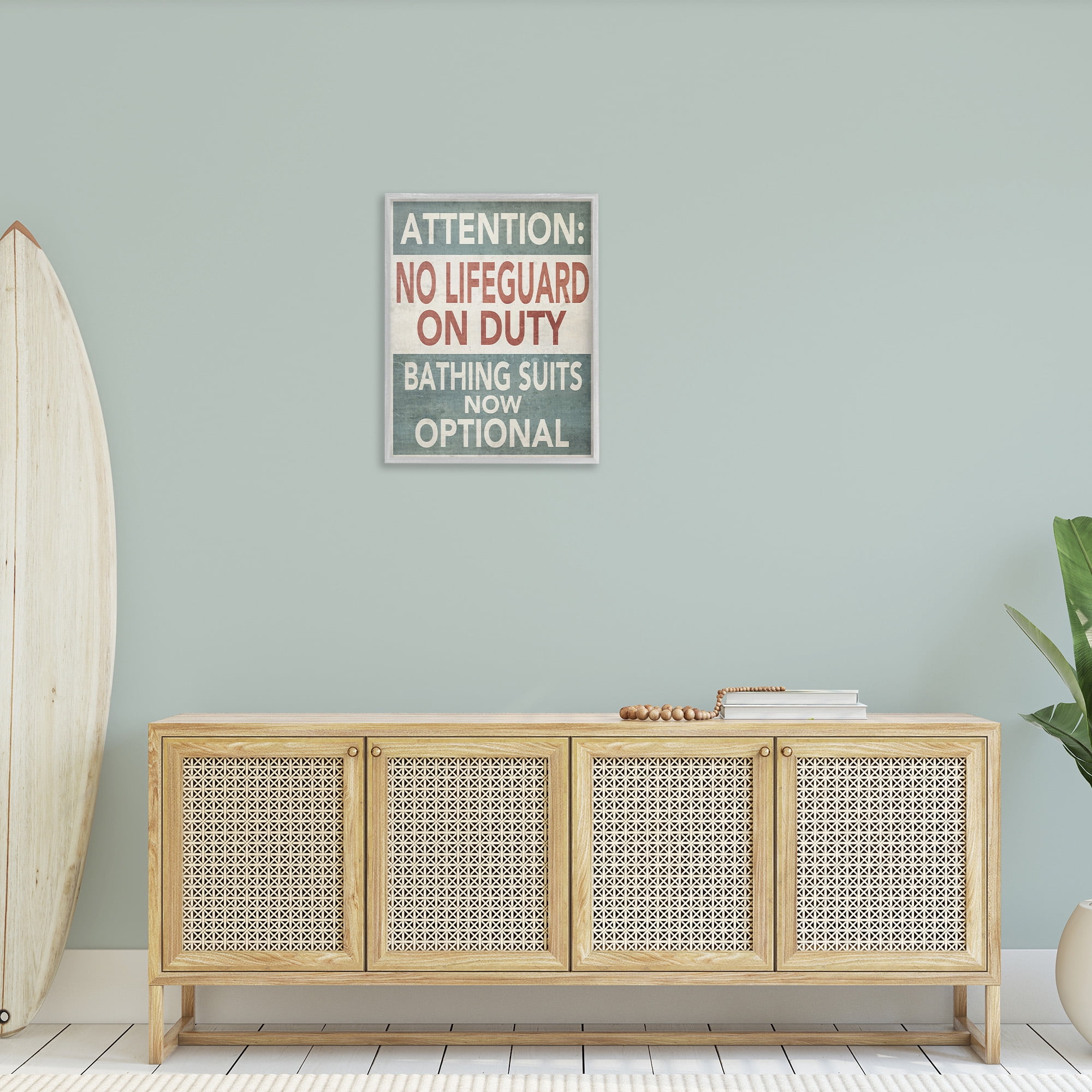Stupell Industries Funny Bathing Suits Optional Typography Painting Gray Framed Art Print Wall Art, 24 x 30
