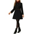 thumbnail image 2 of Allegra K Women's Peter Pan Collar Contrast Trim Single Breasted Winter Long Coat, 2 of 6