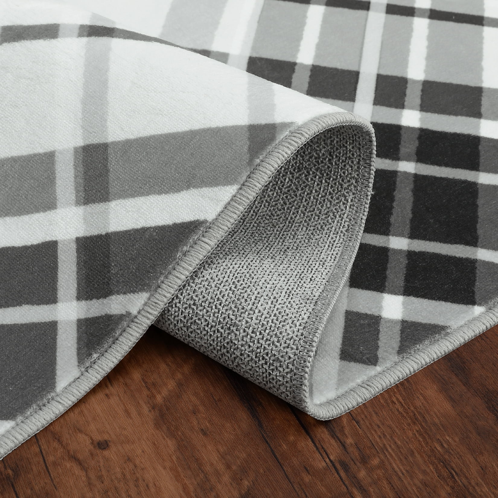Aoile 9x12 Washable Large Area Rug, Christmas Decoration Carpet, Geometric Checkered Throw Mat Floor Carpet for Living Room, Black/Grey