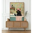 thumbnail image 5 of HFDF Funny Black Cat Bathroom Canvas Wall Art Cute cat Bathroom Paintings Pictures Wall Decor Eclectic Aesthetic Poster Printings for Toilet Home Decoration 16x24inch Framed, 5 of 6