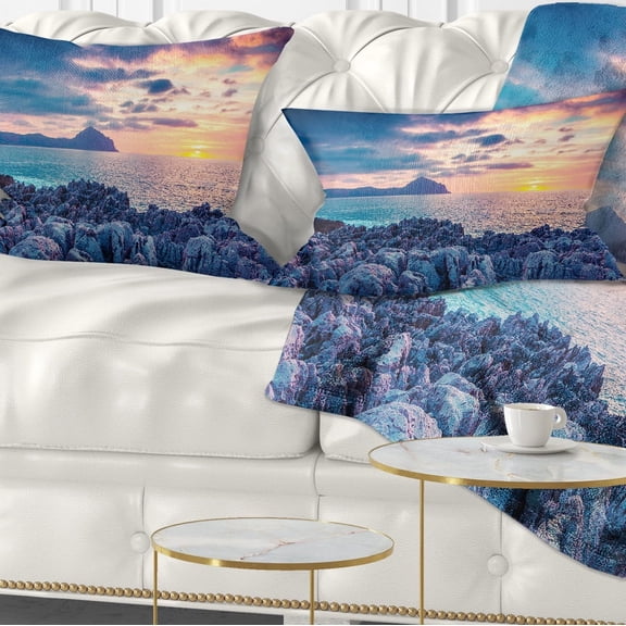 Designart Spring Sunset Over Monte Cofano - Landscape Photography Throw Pillow - 12x20