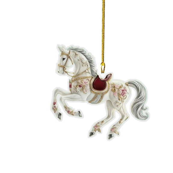Horse Ornament for Christmas Tree - Metal Horse Christmas Ornaments 2025 Horses Gifts for Girls Women Kids Horse Lovers - Horses Equestrian Racing Riding Christmas Ornaments