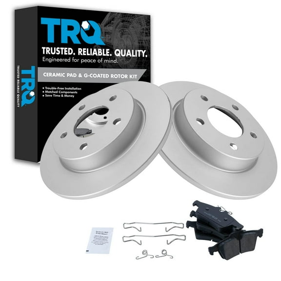 TRQ Rear Brake Pad & Rotor Kit Brake Pads Brake Rotor Ceramic Premium G-Coated Fits Select 2006-2013 Mazda 3