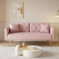 thumbnail image 4 of Highland 69.7 inch Velvet Nail Head Sofa Bed with Throw Pillow - 70"Wx33"Dx34.5"H Pink, 4 of 5
