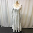 thumbnail image 2 of MORTTIC Women's Western Vintage Button-Down Maxi Dress - Long Sleeve Ruffle Front Slit Hem Casual Dress White，S, 2 of 6