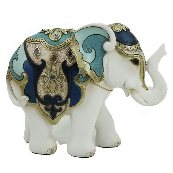 FC Design 9"W White and Blue Thai Elephant Figurine Statue Sculpture Ornament Decoration Home/Room Decor and Unique Gift Ideas for Housewarming, Holidays and Birthdays