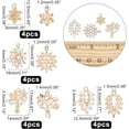 thumbnail image 3 of 16 piezas de 4 estilos de dijes de circonita cúbica con forma de copo de nieve, hojas y flores, chapados en oro claro, pavé de latón con diamantes de imitación micropavé, 3 of 5