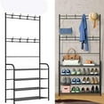 thumbnail image 4 of 4-Tier Coat and Shoe Rack, Multifunction Coat Rack, Coat Rack with Storage Shelf, Coat Rack with Shelf, Bedroom Entryway Freestanding Garment Clothes Organizer Rack with Hat Hanger, 4 of 5