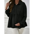 thumbnail image 3 of Women'S Long Sleeve Stand Collar Shirt 2025 Autumn and Winter Waist Shirt Loose Maternity Tops Casual Tops Black XL, 3 of 6