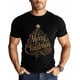 thumbnail image 1 of T-Shirts for Men, Merry Christmas Tree Star Crew Neck Cotton T-Shirt Men's Short Sleeve Gold Stripe Trees Texture, 1 of 8