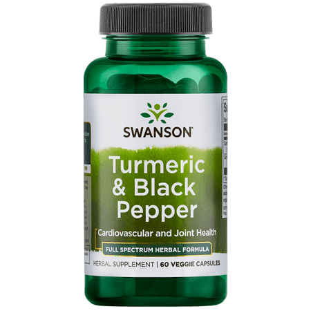 Swanson Turmeric & Black Pepper Vegetable Capsules, 600 mg, 60 (Best Turmeric With Black Pepper Supplements)