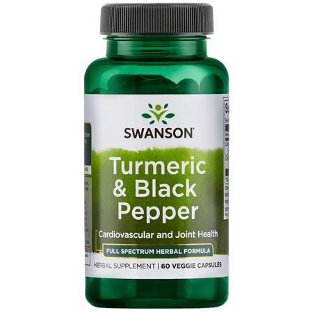 - Swanson Turmeric & Black Pepper Vegetable Capsules, 600 mg, 60 Ct