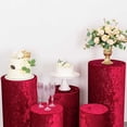 thumbnail image 4 of BalsaCircle 5 Red Cylinder Pedestal Crushed Velvet Display Stand Covers Set Party Events Decorations Supplies, 4 of 8