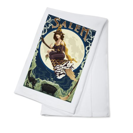 Decorative Tea Towel, Apron Salem, Massachusetts, Witch Scene, Unisex, Adjustable, Organic Cotton