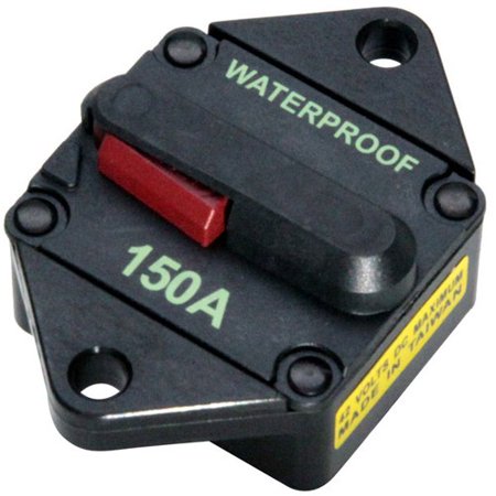 SeaSense Panel Mount Waterproof High Amp Circuit Breaker with Manual Switch Reset  150A