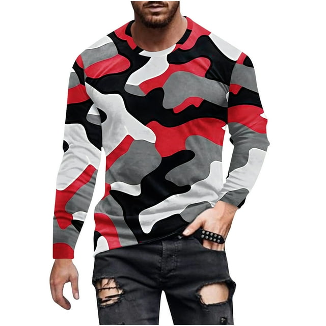 Lovzfmll Haut à Imprimé Camouflage Militaire pour Homme, Chandail à Manches Longues à Col Rond pour la Chasse, l'Airsoft et le Mode Urbaine Décontracté Camouflage, 2TG
