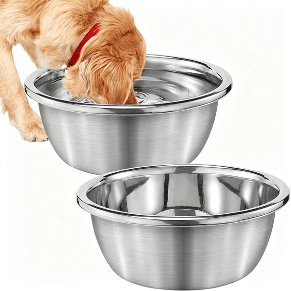 ACDANC 2Pcs 1.3 Gallons Large Dog Bowls Food Grade Stainless Steel Metal Water Bowl,Ample Capacity&Easy to Clean Food Bowls for Large X-Large Dogs Indoor Outdoor