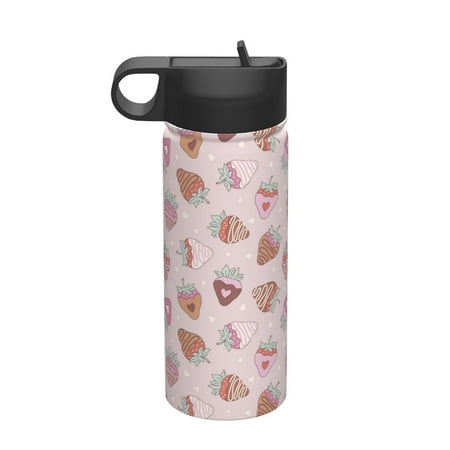 

Uemuo Strawberry Cake Print 18oz Sports Insulated Kettle Water Bottle Outdoor Sports Bottle Insulated Hydration Bottle with Handle & Flip Straw