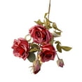 thumbnail image 2 of LUDLZ 25.59" Artificial Silk Bright Red Roses Wedding Bouquet, 2 of 8