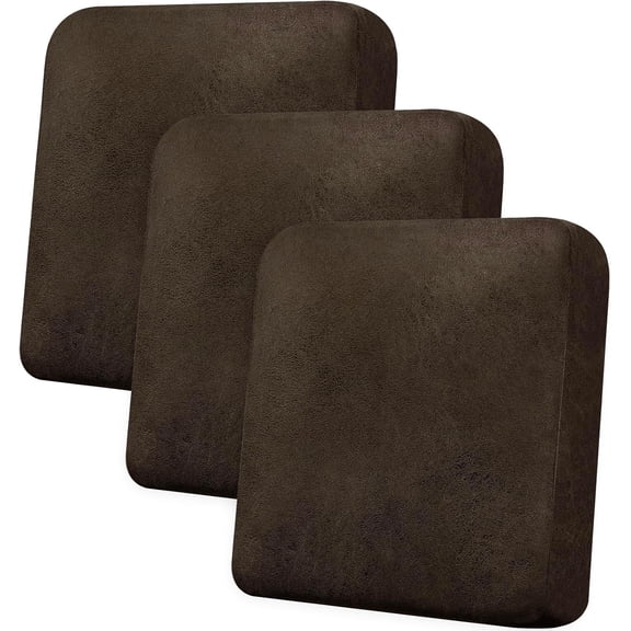 Couch Cushion Covers Leather-Look 3PC Stretch Sofa Seat Slipcover Sets for Living Room Individual Sofa Cushion Cover Couch Seat Protectors, Pet-Friendly, Non-Slip, Easy Fit - Coffee