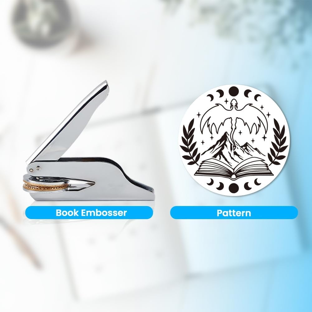 Book Embosser Personalized Book Dragon Pattern Book Stamp Durable Library Stamp with Handle Set