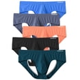 thumbnail image 2 of TANBOM Men's Bulge Enhancing Triangle Thong Nylon Underwear Blue/Black/Green/Gray/Orange XXL 5-Pack, 2 of 6