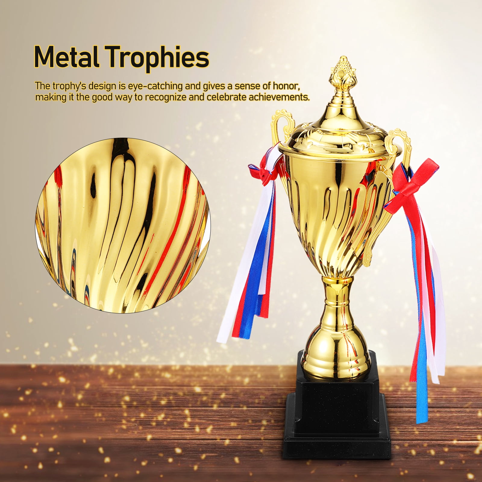 Clispeed Large Metal Trophy Cup with Detailed Carving Design for Sports Awards, Competitions, and Achievement Recognition