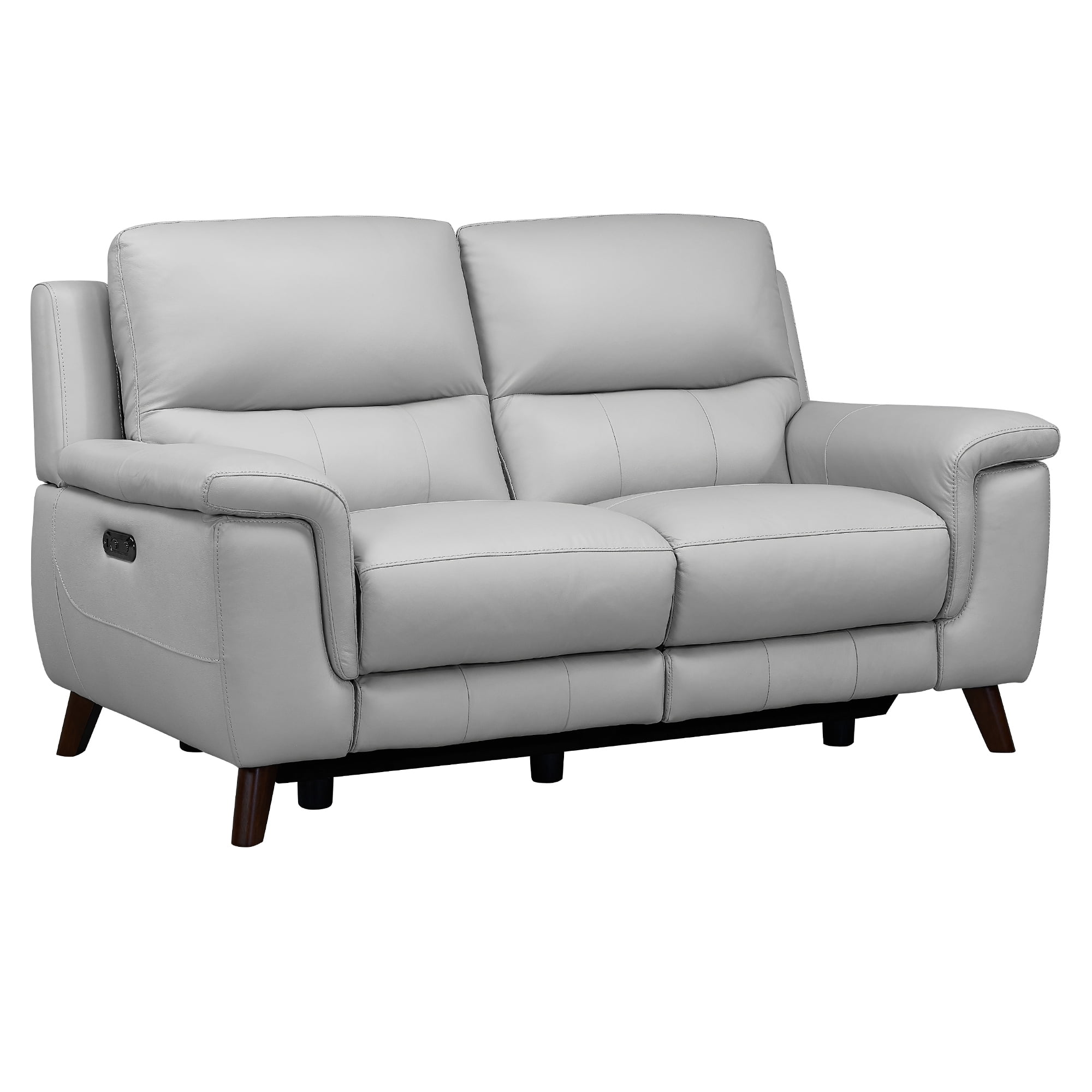 Lizette Top Grain Leather Dove Grey Power Recliner Loveseat with USB
