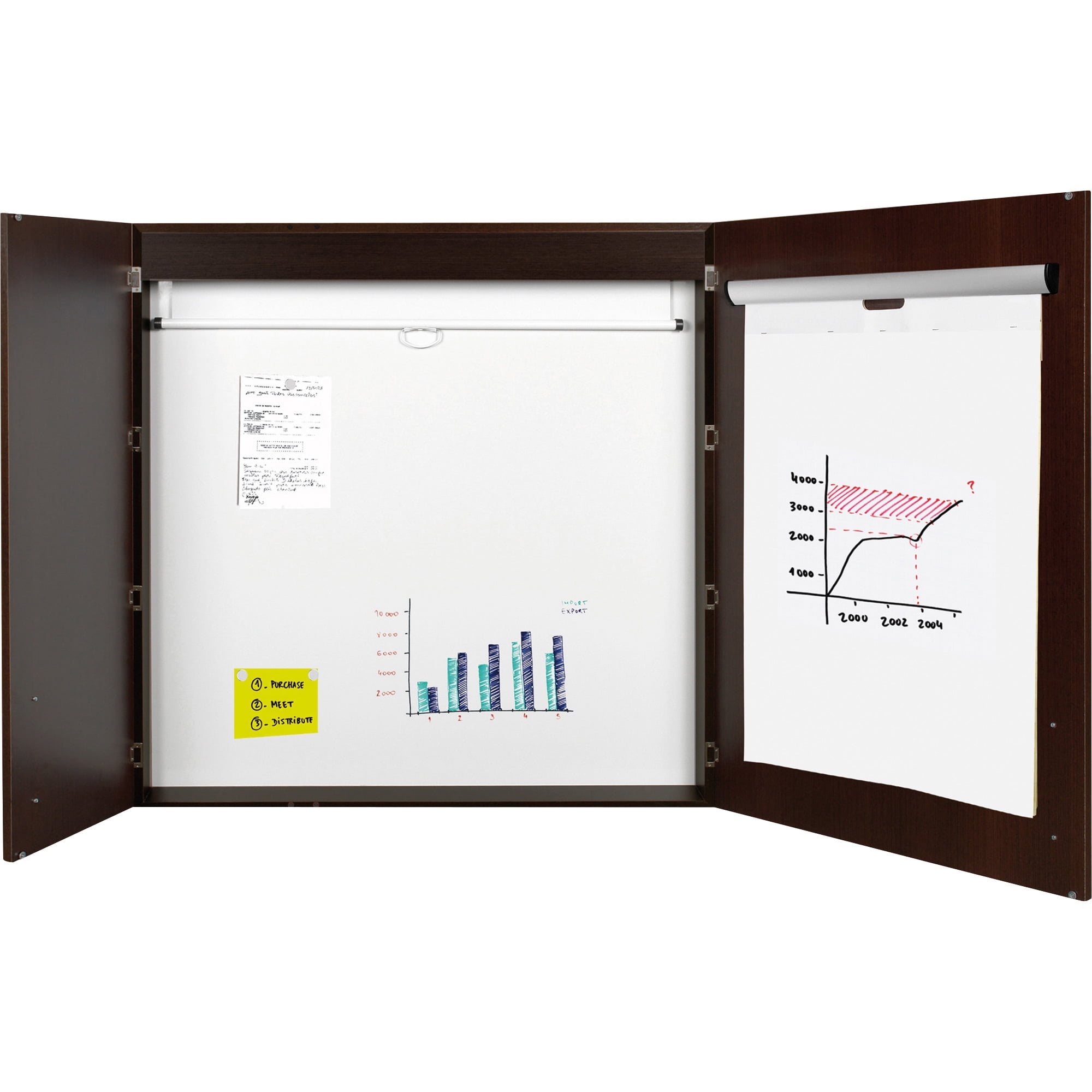 Mastervision Dry Erase Board W Cabinet Ebony 48x48 Cab01010143