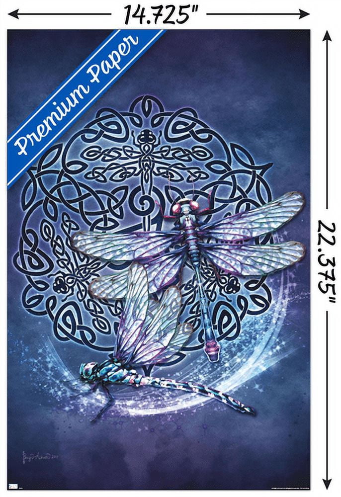 Brigid Ashwood - Celtic Dragonfly Wall Poster, 14.725" x 22.375"