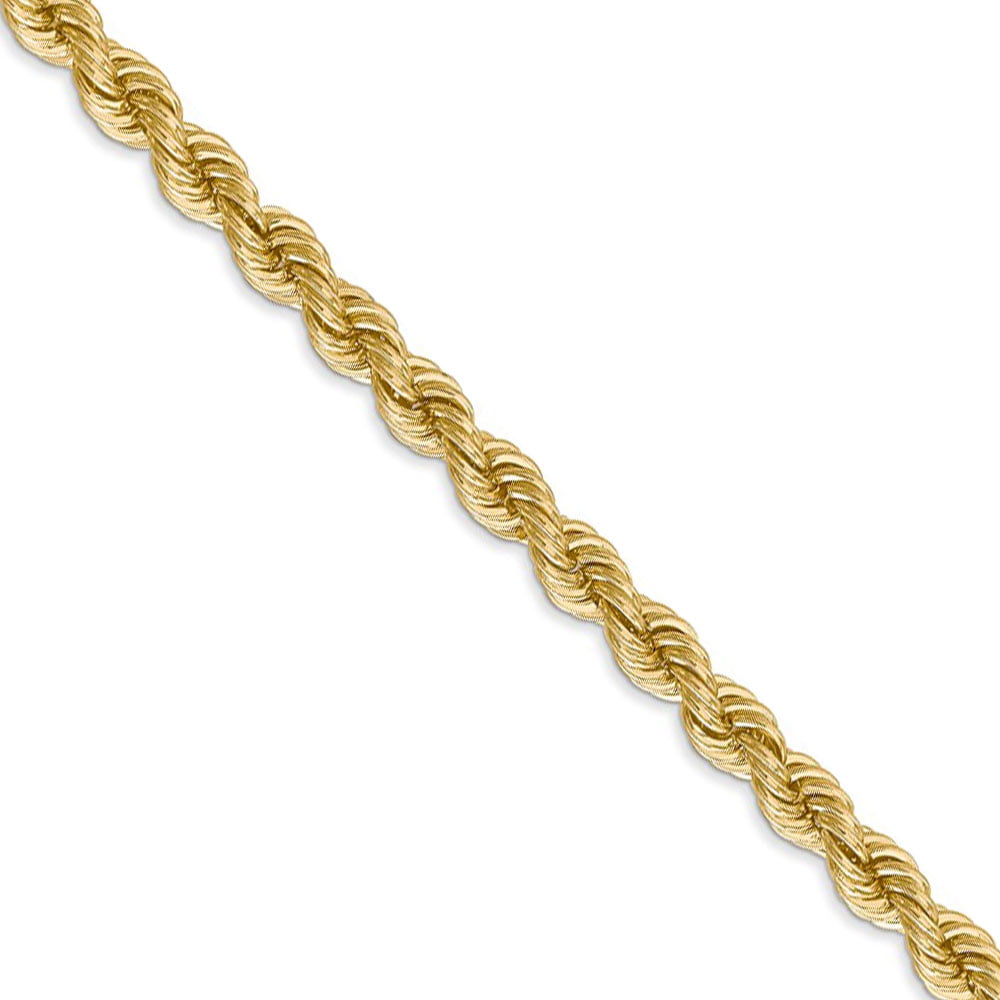 14k Yellow Gold Classic Solid Rope Chain Necklace 