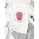 thumbnail image 2 of 1pc Women'S Fashion Short Sleeve T-Shirt with Creative Bucket Heart and Star Print, Casual Crew Neck Cotton Top with Medium Stretch, Geometric Pattern Knit Fabric for All Seasons, 2 of 6