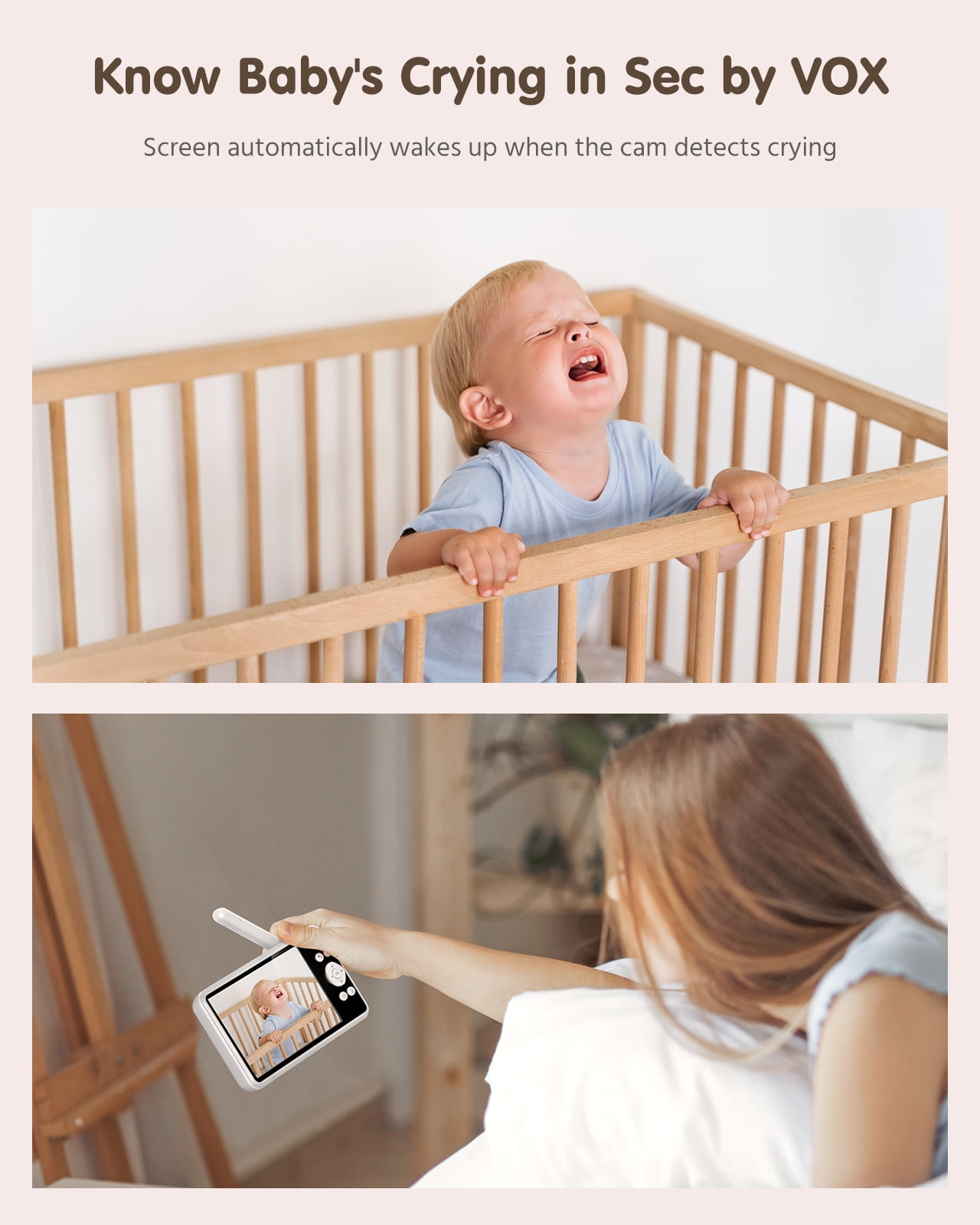 ANNKE 1080p 5" HD Video Baby Monitor with Camera, 355° Pan & 55° Tilt, 2X Zoom,  Voice & Motion & Temperature Detection, Feeding Reminder, Privacy Protection, 4000mAh Battery