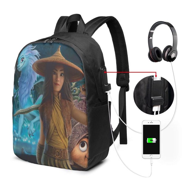 Mochila de viaje para portátil Raya y el Último Dragón, resistente al agua y antirrobo, con puerto de carga USB, ideal para negocios, trabajo, universidad, etc., ideal como mochila informal.